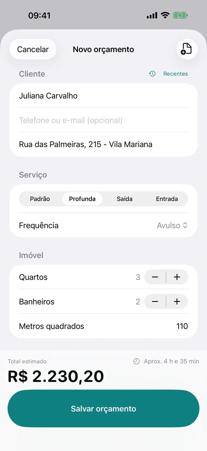 Preço na hora — Estimaid